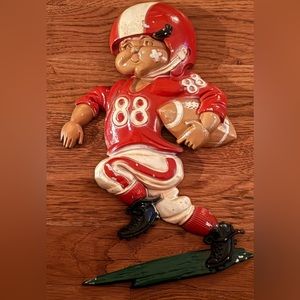 HOMCO Metal Football Players Boy's Room Decor Wall Art Plaque (red), Vantage